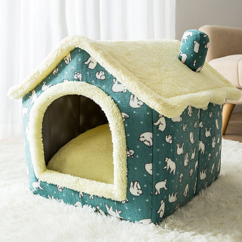 Warm Plush Pet Bed House Washable Soft