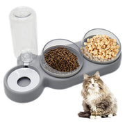 Pet Cat Dog Bowl with Stand Automatic Water Storage Dispenser and Food Bowl